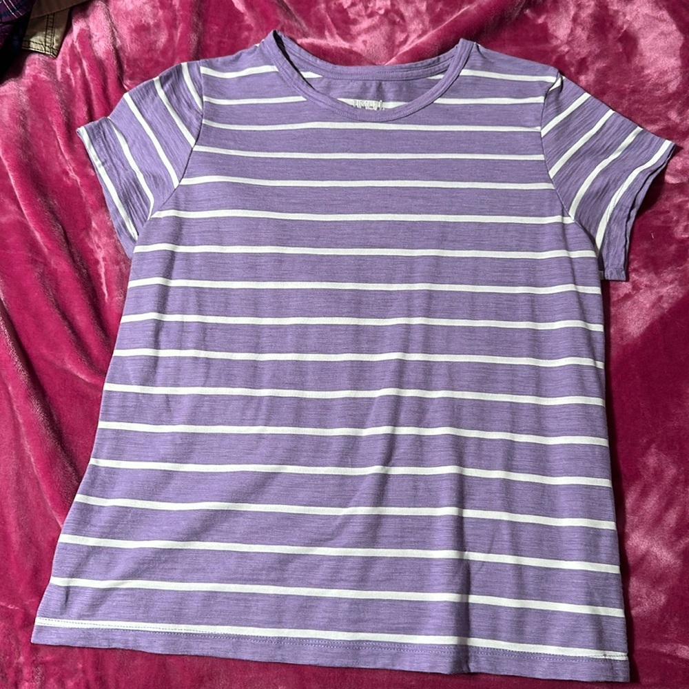 Purple and white tee
